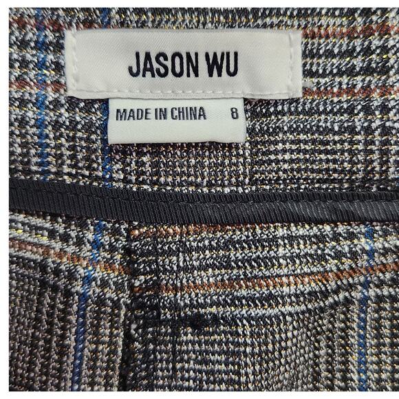 Jason Wu Wide Leg Plaid Single Pleat Metallic Thread Trouser Pants Women Size 8 - Picture 3 of 10